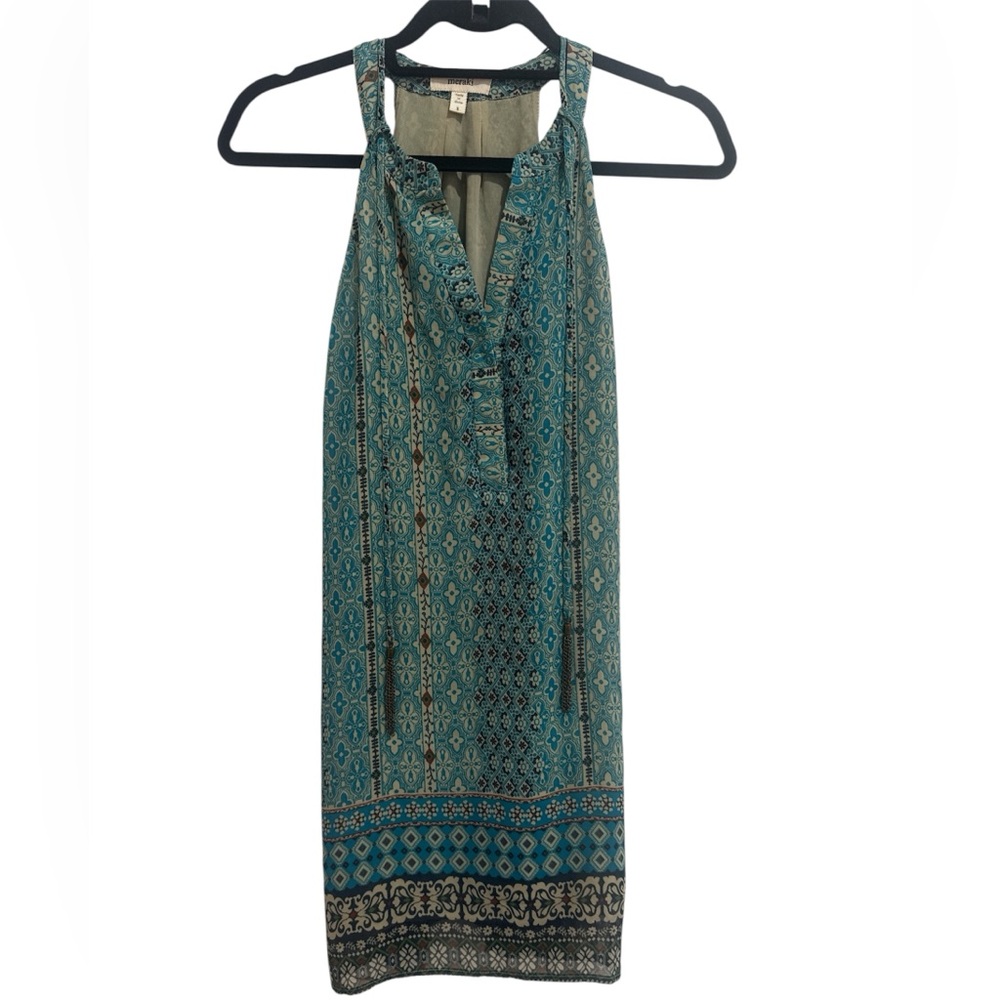 Meraki Fully Lined Flowy Sleeveless Geometric Pattern Dress Small